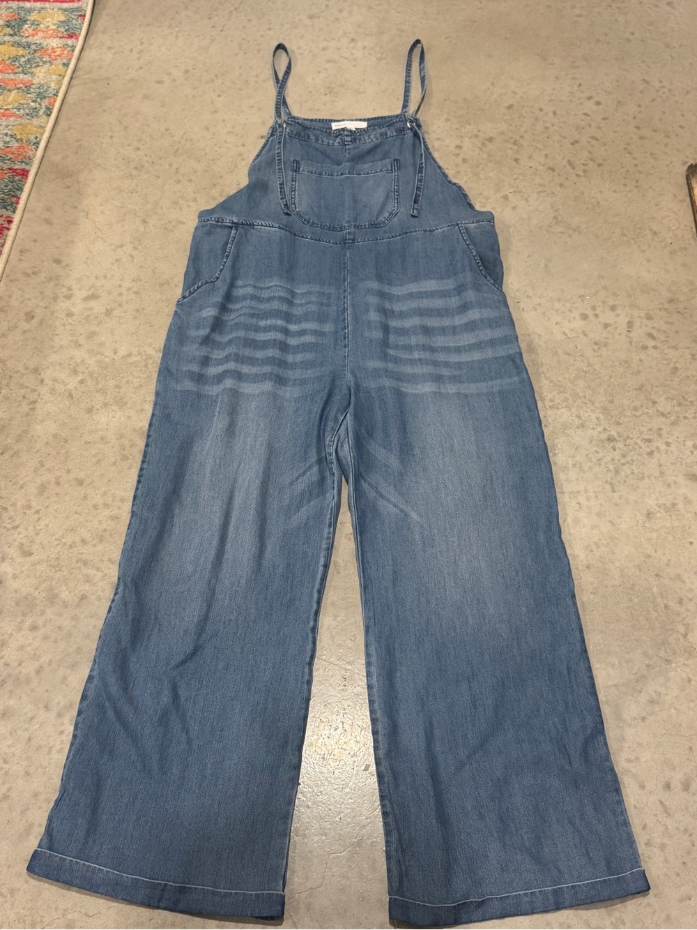 Denim Wide-Leg Overalls - Blue